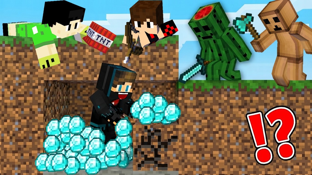 ماين كرافت : 4 صيادين ضدي ولكن الديرت يعطي اشياء خنفشارية !!؟ 😱🔥