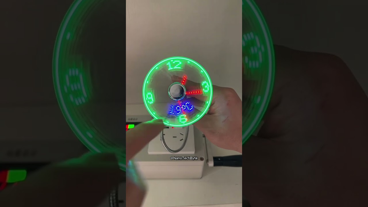 Time + Temperature in mid-air! ⏰ #NanoTechByte #LEDClockFan