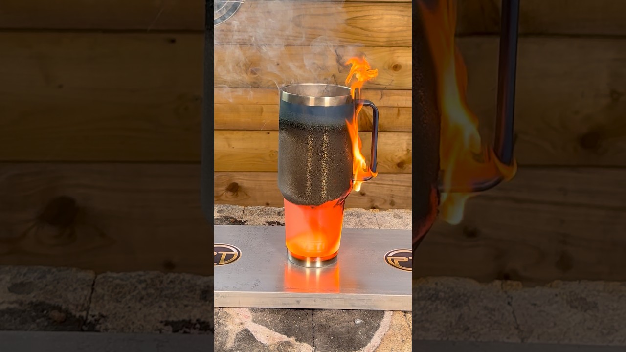 1600C° LAVA vs. YETI cup. Will the cup survive, and will it keep the LAVA liquid ?