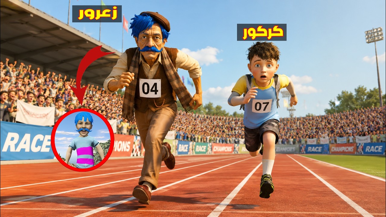 فلم قراند :  زعرور العجوز يسبق كركور الصغير في سباق الركض ( دودو خسر ) 🔥😂