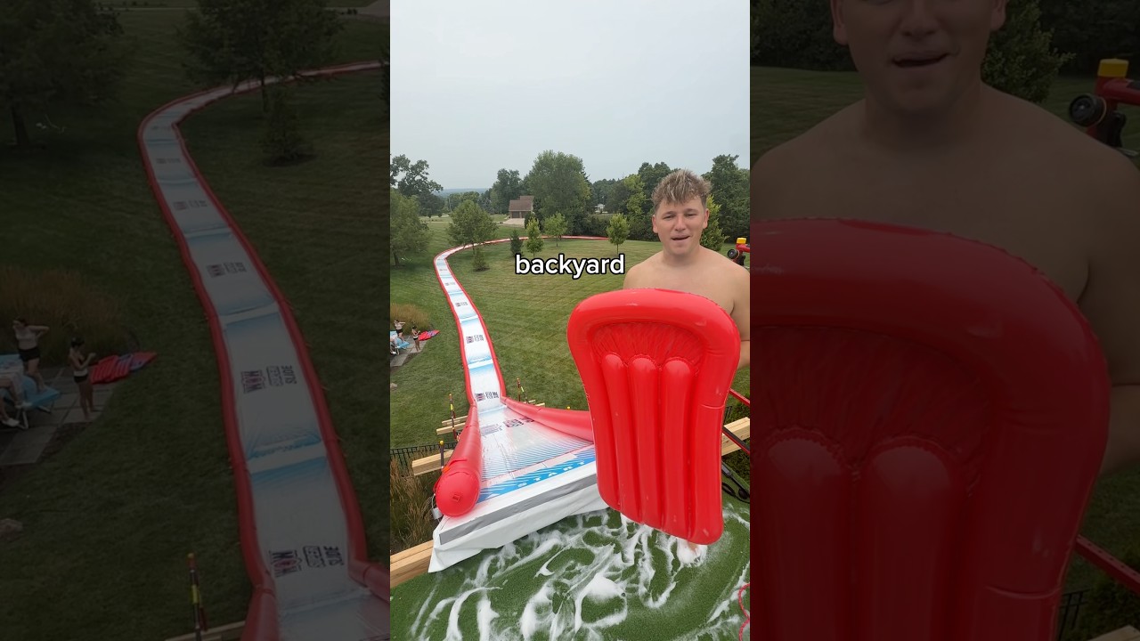 Taking random things down my waterslide!