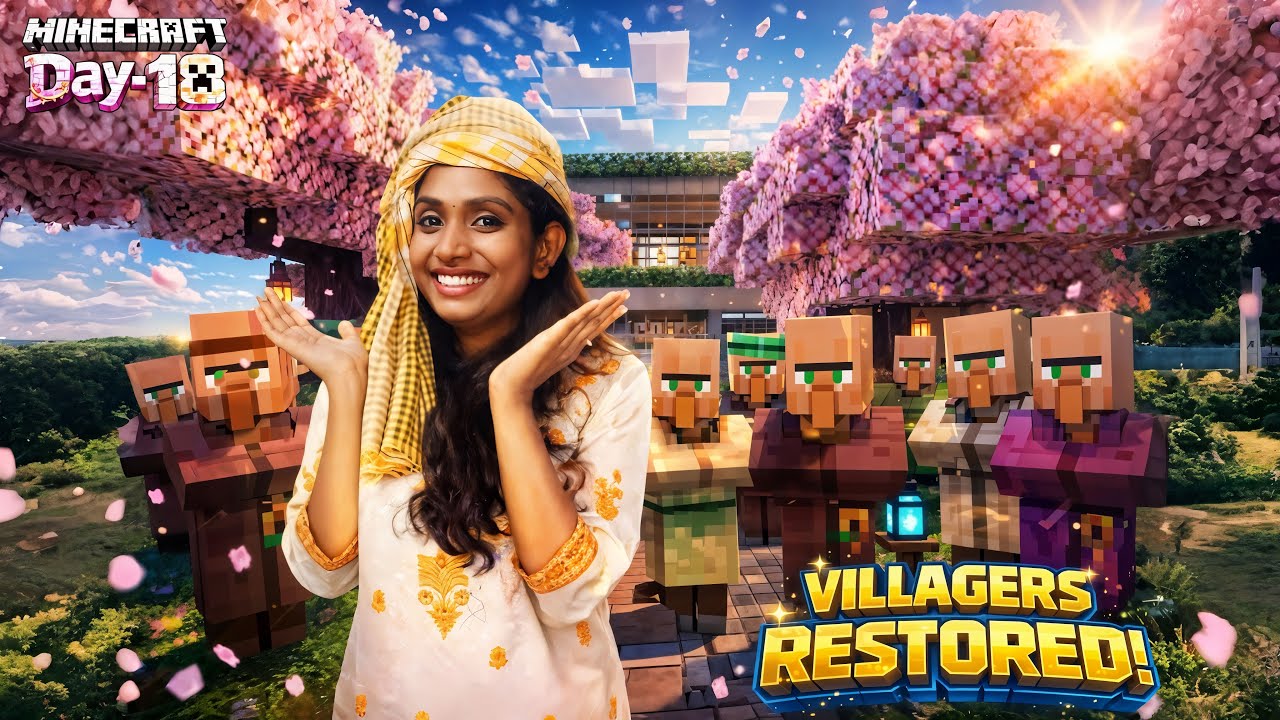 Minecraft Day 18 - I Restored All The Villagers And Animals In My Village!
