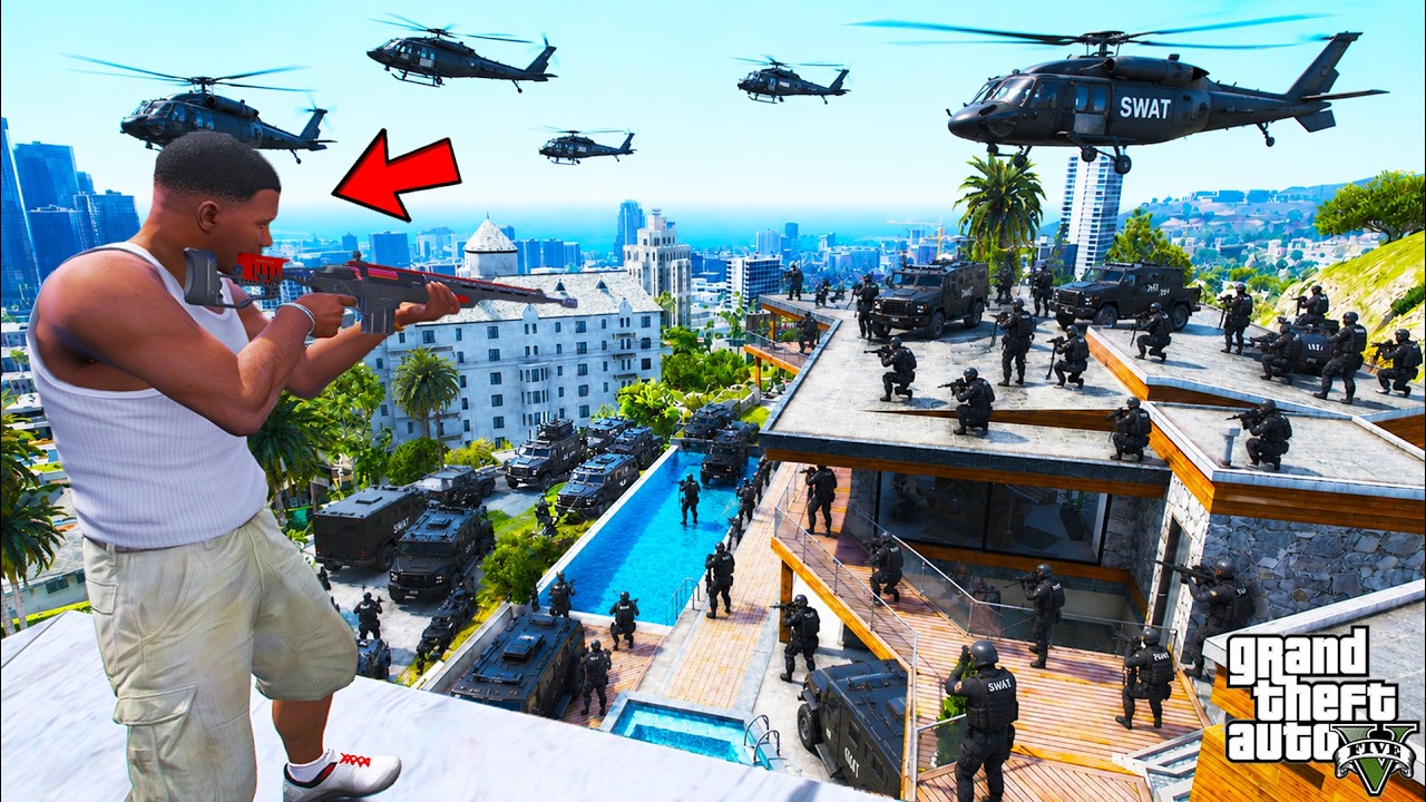 The SWAT Raided Franklin's House in GTA 5 | SHINCHAN and CHOP