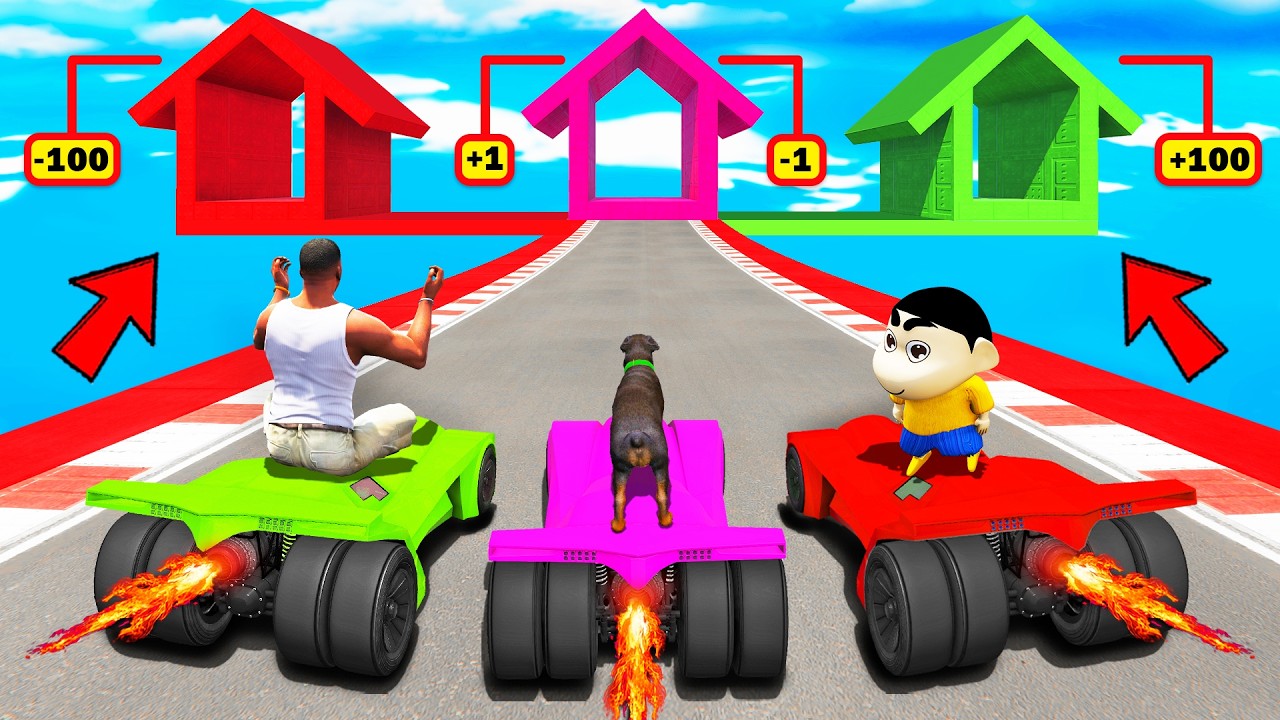 SHINCHAN AND FRANKLIN TRIED THE IMPOSSIBLE TRIPLE HOUSE RAMP JUMP PARKOUR CHALLENGE GTA 5