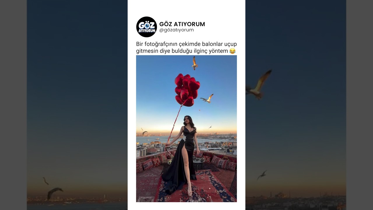 Bir fotoğrafçının çekimde balonlar uçup gitmesin diye bulduğu yöntem 😂