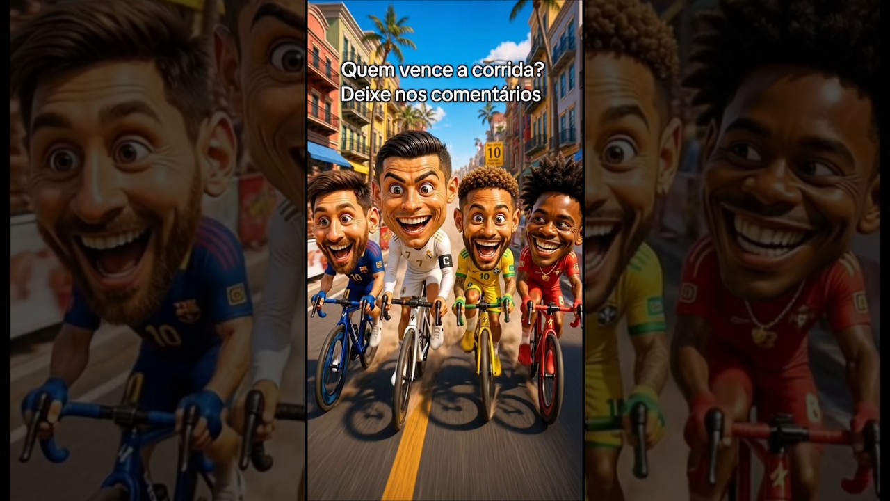 Neymar, Messi, CR7 e Speed foram pra uma corrida de bicicleta. Quem vence? 🤣🤣 #shorts