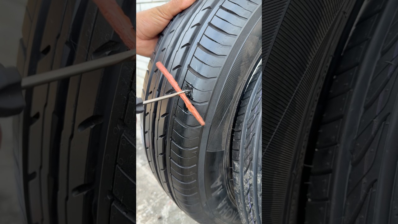 Car Tubeless Tyre Side Puncture Repair | Screw Damage Fixed with Tubeless Kit 🔧🚗