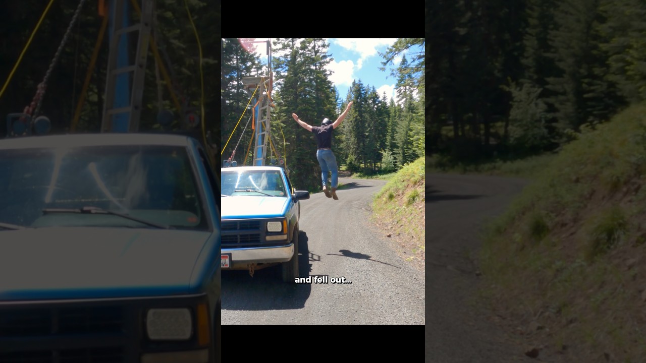 Steering from 19 ft up + speed wasn’t my brightest idea… #automotive #experiment #shorts