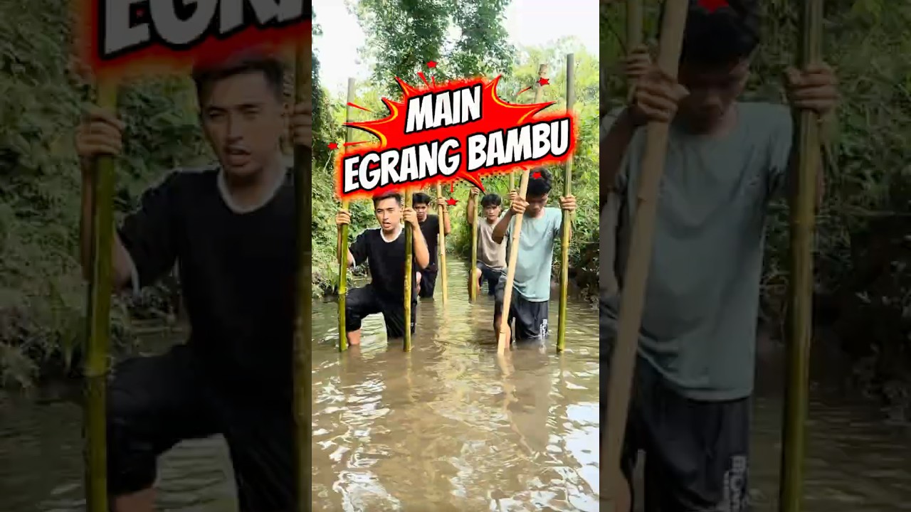 Kalian pernah ga main egrang bambu di sungai #comedy #viral #shorts #wakotu
