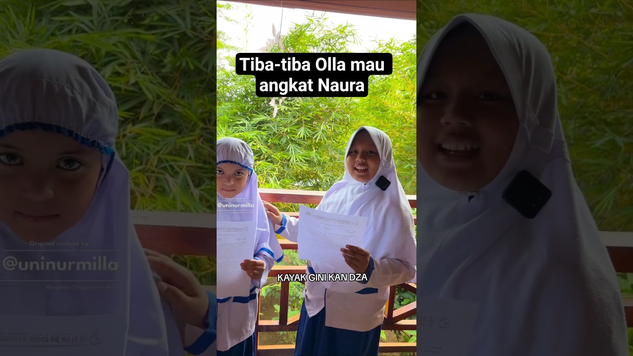 Tiba-tiba saja Olla mengangkat Naura saat mau foto