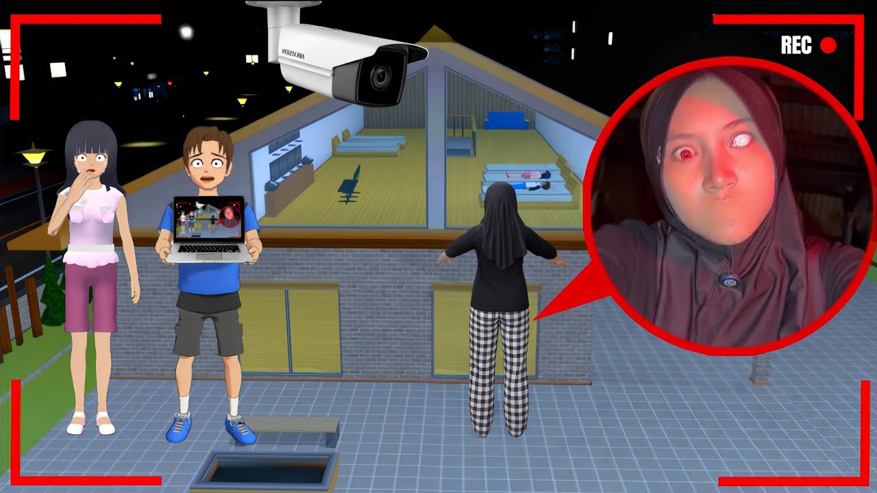 Yuta Mio panik CCTV merekam SI DOI BERMATA MERAH PUTIH & TIDAK PUNYA MULUT 😱|sakura school simulator