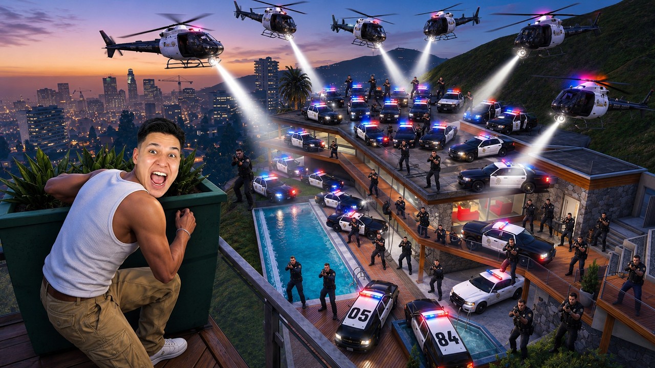 مداهمة الشرطة لمنزل اصلانو في لعبة GTA 5!