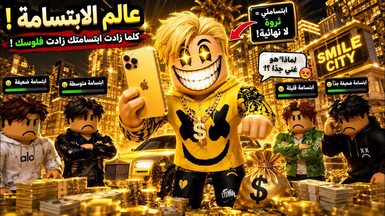 فيلم روبلوكس :  عالم الابتسامة😁 كلما زادت ابتسامتك زادت فلوسك...😱💰 وكنت الأغنى بينهم! 👑
