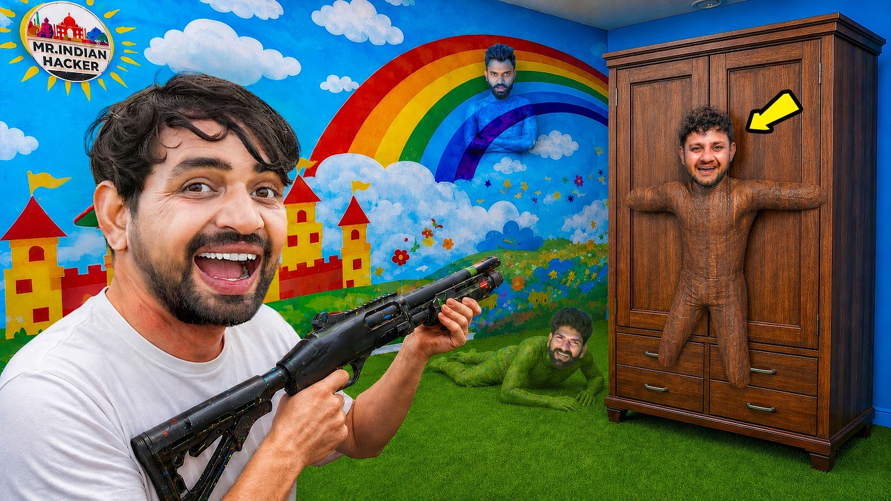 Playing MECCHA CHAMELEON In Real Life…🎨🖌️🌈 | Viral Hide & Seek Game 