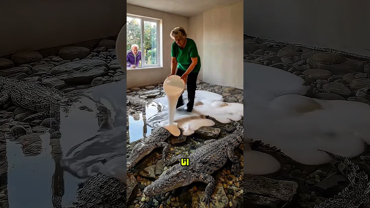 الست دي عملت أرضية من التماسيح 😳🐊