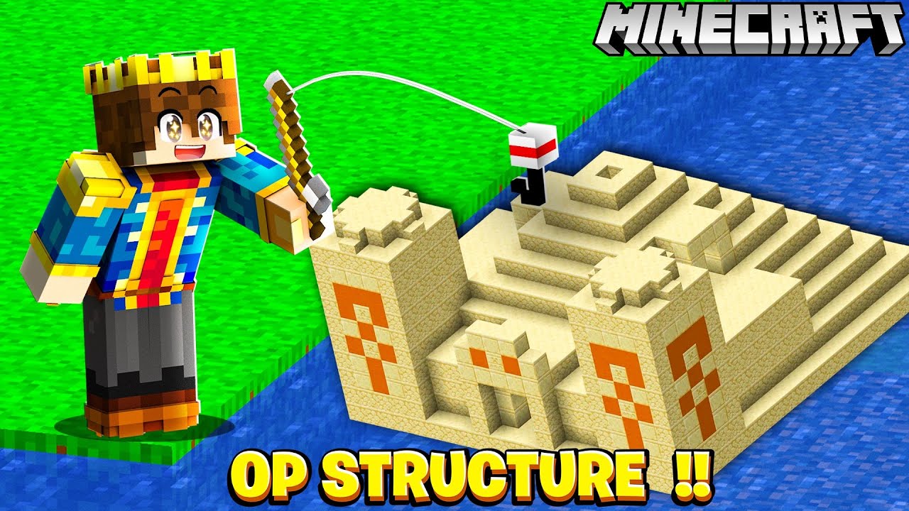 MINECRAFT BUT FISHING GIVES OP STRUCTURES !!