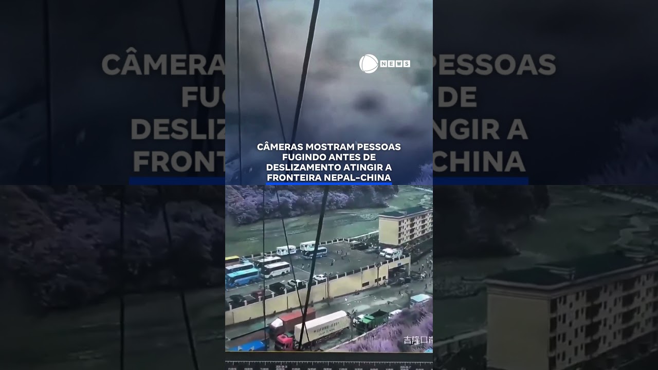 Câmeras mostram pessoas fugindo antes de deslizamento na Ásia. 📲 #RecordNews #Notícias