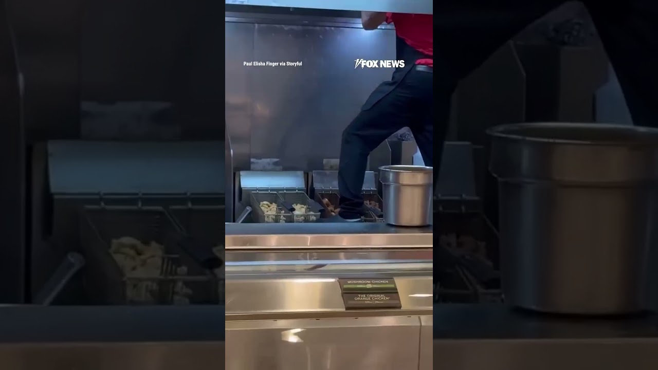 Panda Express employee stands over food while cleaning fryer station #foxnews #news #shorts #food