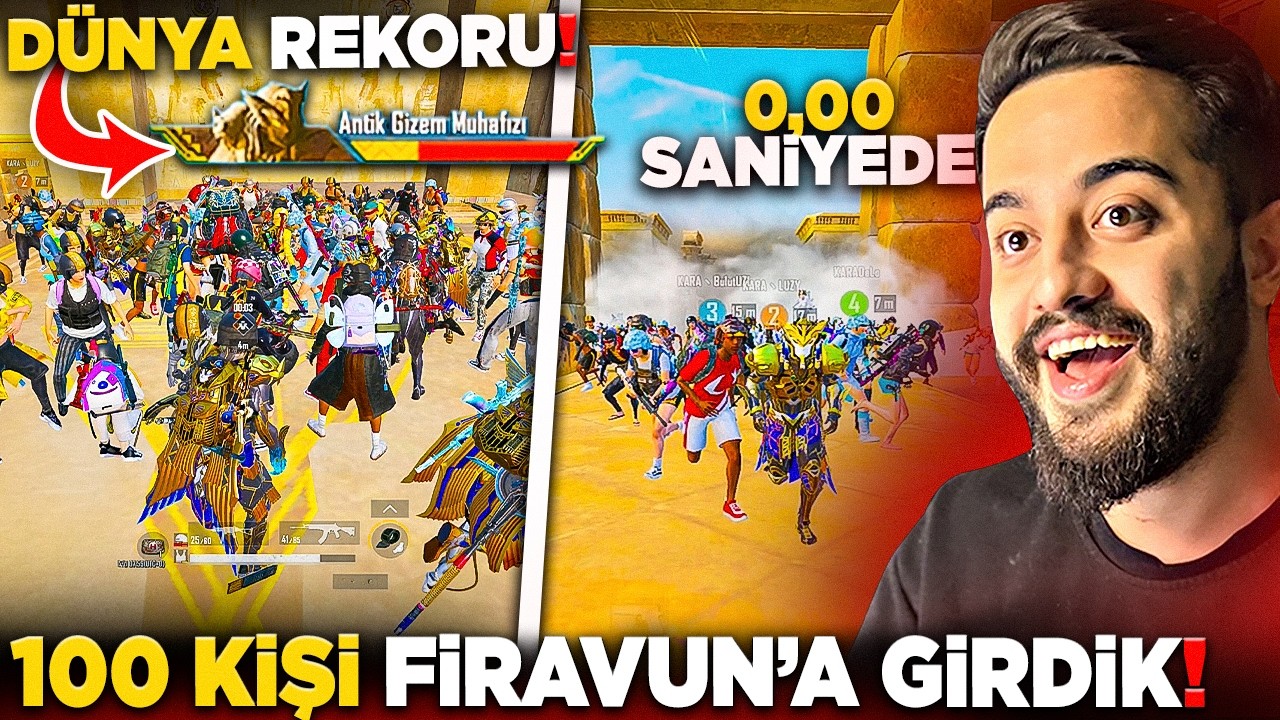 100 KİŞİ FİRAVUN BOSS'A GİRDİK! 0,00 SANİYEDE KESİP REKOR KIRDIK! PUBG Mobile