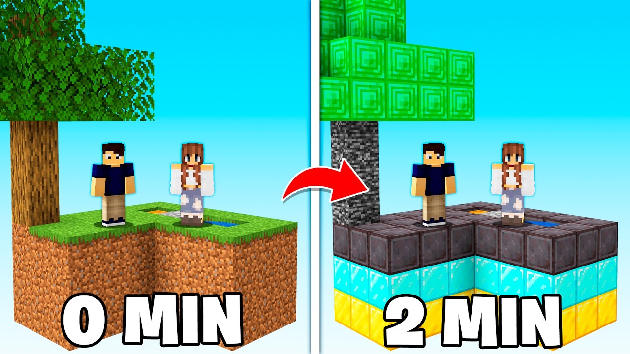 SKYBLOCK MAS A ILHA MUDA DE BLOCO A CADA 1 MINUTO!