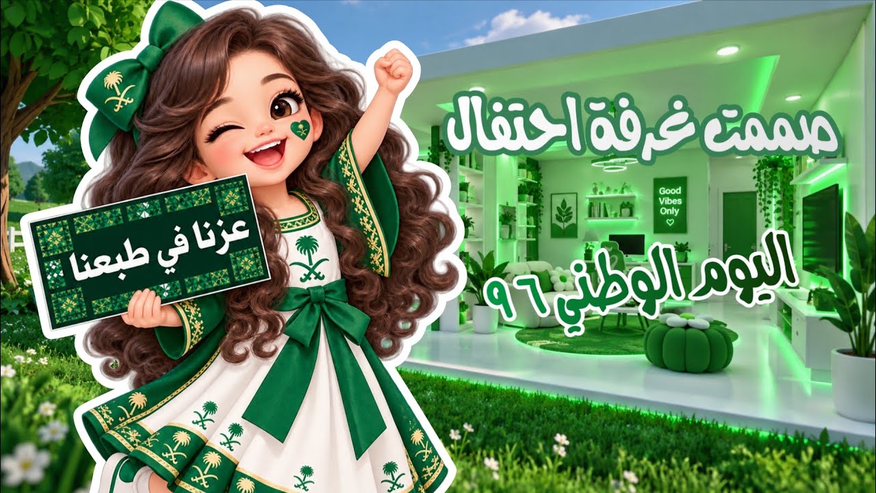 عزمت بنات عمي و سوينا حفلة شاي بمناسبة اليوم الوطني96 💚 صممت غرفة باللون الأبيض و الأخضر 🤍💚