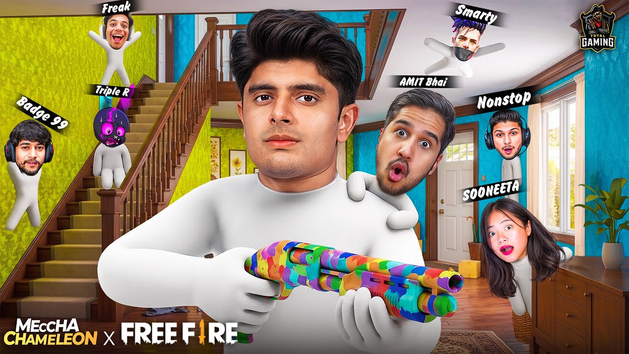 HIDE & SEEK WITH AMITBHAI, SOONEETA, BADGE99, TRIPLE R, NG BHAI | MECCHA CHAMELEON X FF