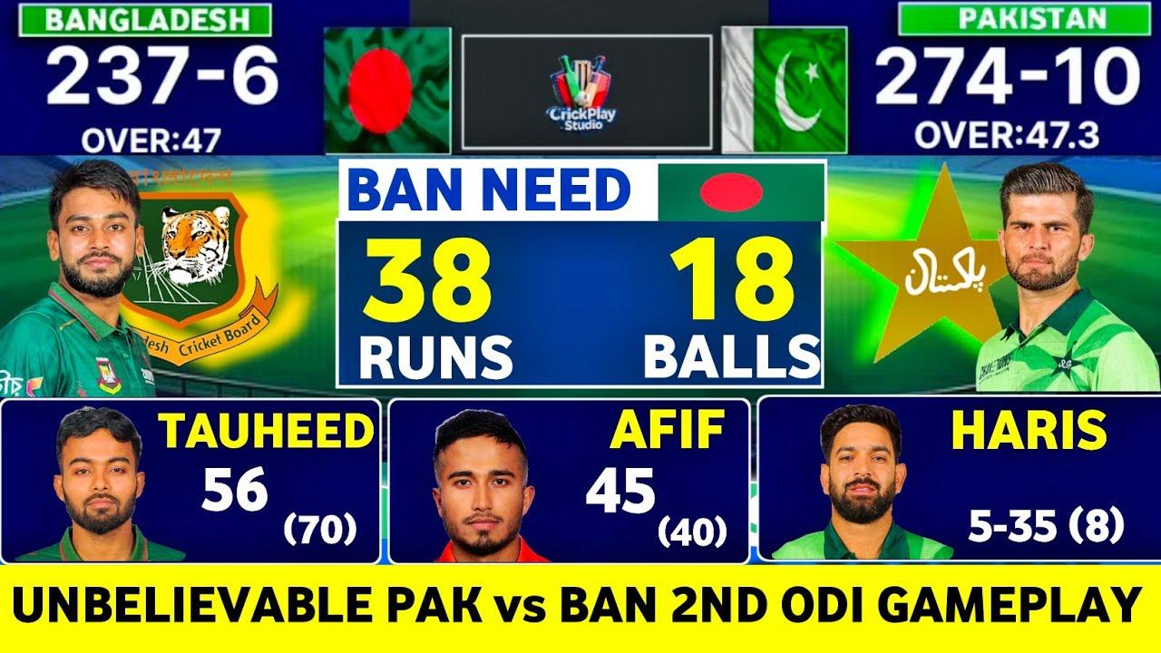 Unbelievable | Pakistan vs Bangladesh ODI Match  | Gameplay