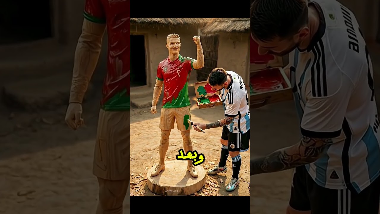 ميسي عمل تمثال لكريستيانو🦸‍♂️🦹‍♀️
