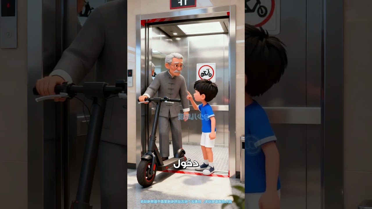 🚫 ممنوع السكوتر! شاهد حكمة الطفل في منع جده من ركوب المصعد وكارثة البطارية | قصص روعة ✨ #شورت