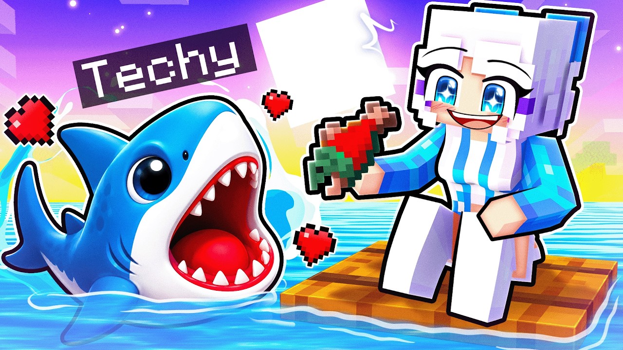 I Pretended to be BABY MEGALODON SHARK on a One RAFT!