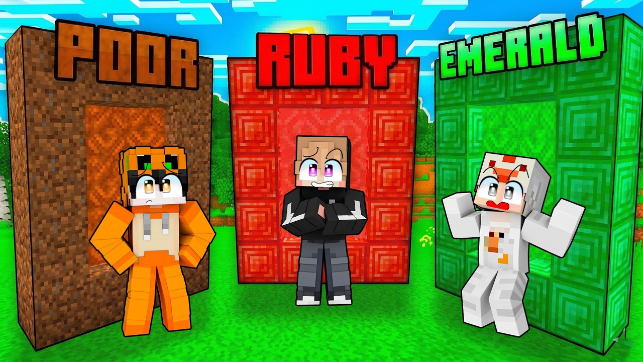 KITA BATTLE PORTAL MISKIN VS EMERALD VS RUBY DI MINECRAFT!!