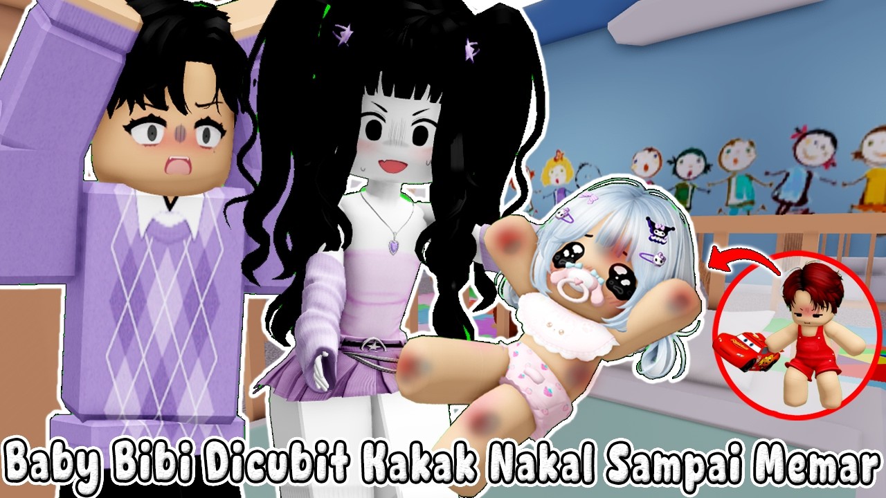 BABY BIBI KESAKITAN KARENA DI CUBIT KAKAK NAKAL SAMPAI MEMAR 😱😭👶 || BLOXBURG🏡ROBLOX INDONESIA