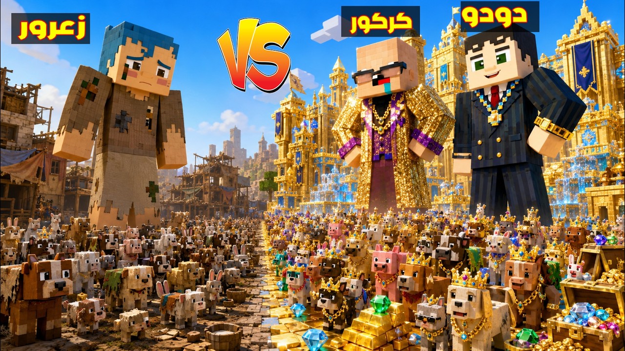 فلم ماين كرافت :  جيش زعرور الفقير ضد جيش كركور و دودو الاغنياء 🔥😂