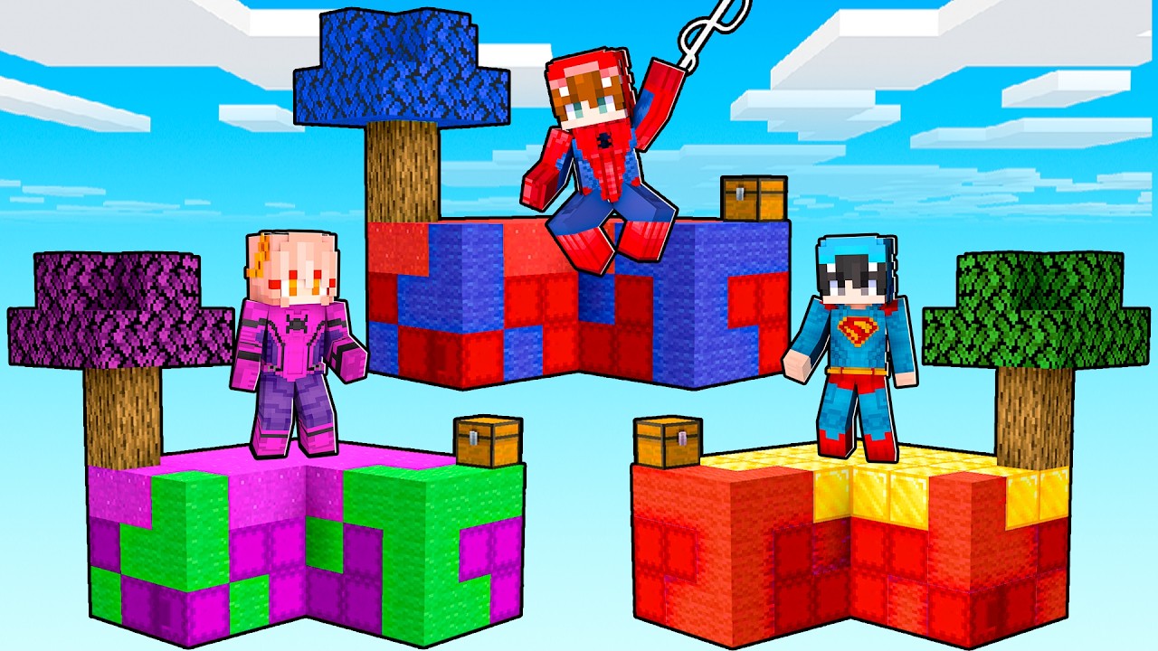 Atrapados en ISLAS de SUPERHEROES en Minecraft!