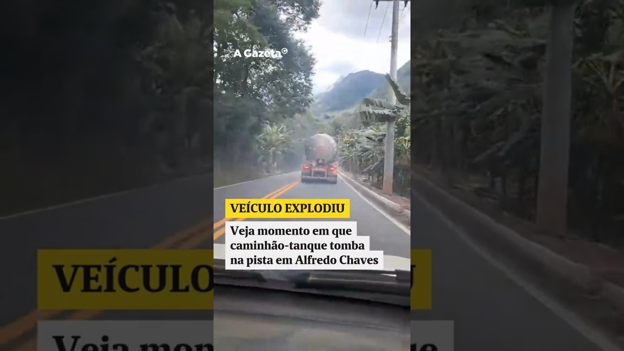 Veja momento em que Caminhão-tanque tomba na pista em Alfredo Chaves    #shorts #noticias