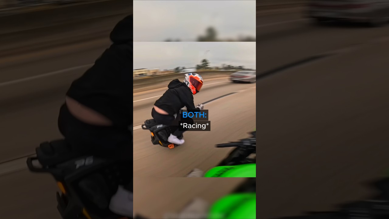 Biker Challenges a One-Wheel Rider to a RACE 😳