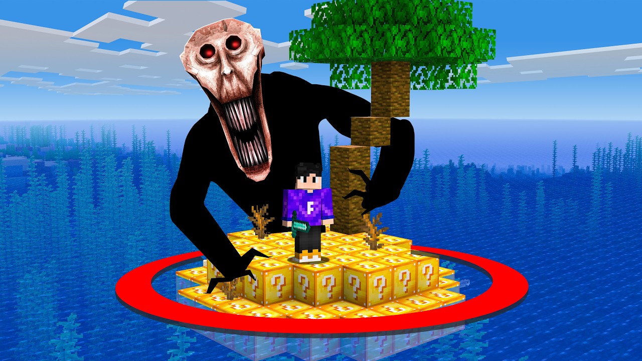 Sobreviva nessa Ilha de LUCKY BLOCKS em um mundo LOTADO DE TERROR