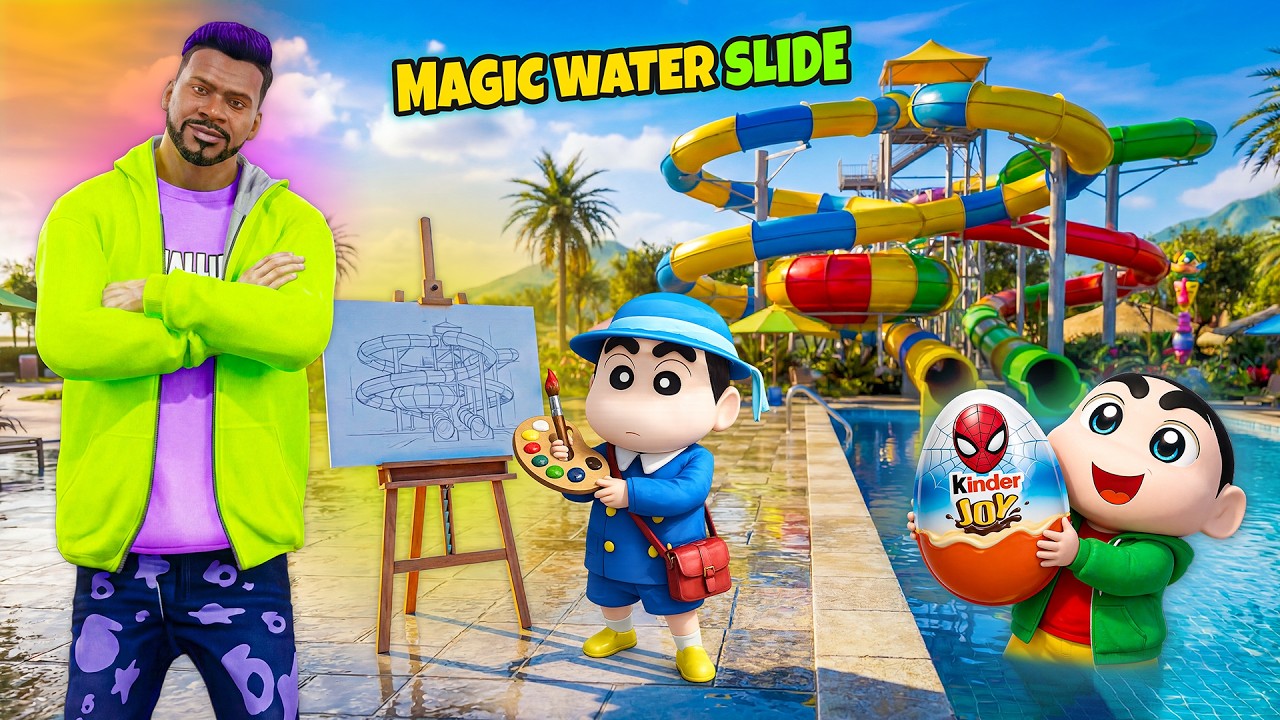 Franklin & Shinchan Found MAGIC Canvas! 😱 Water Slide Came to LIFE! GTA 5 Malayalam
