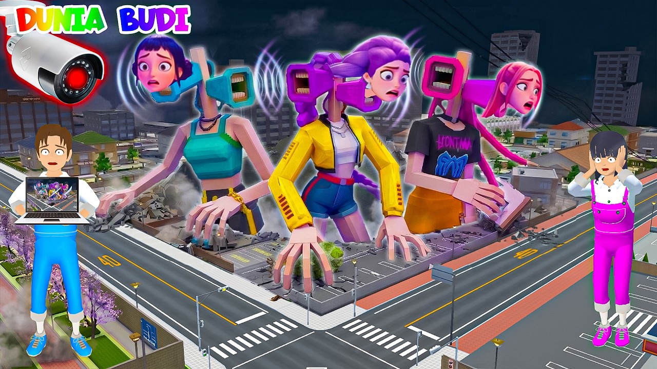 Yuta Mio Panik! CCTV Merekam SIREN HEAD RUMI, MIRA, ZOEY KPOP DEMON HUNTER RAKSASA Di Kota Sakura😱