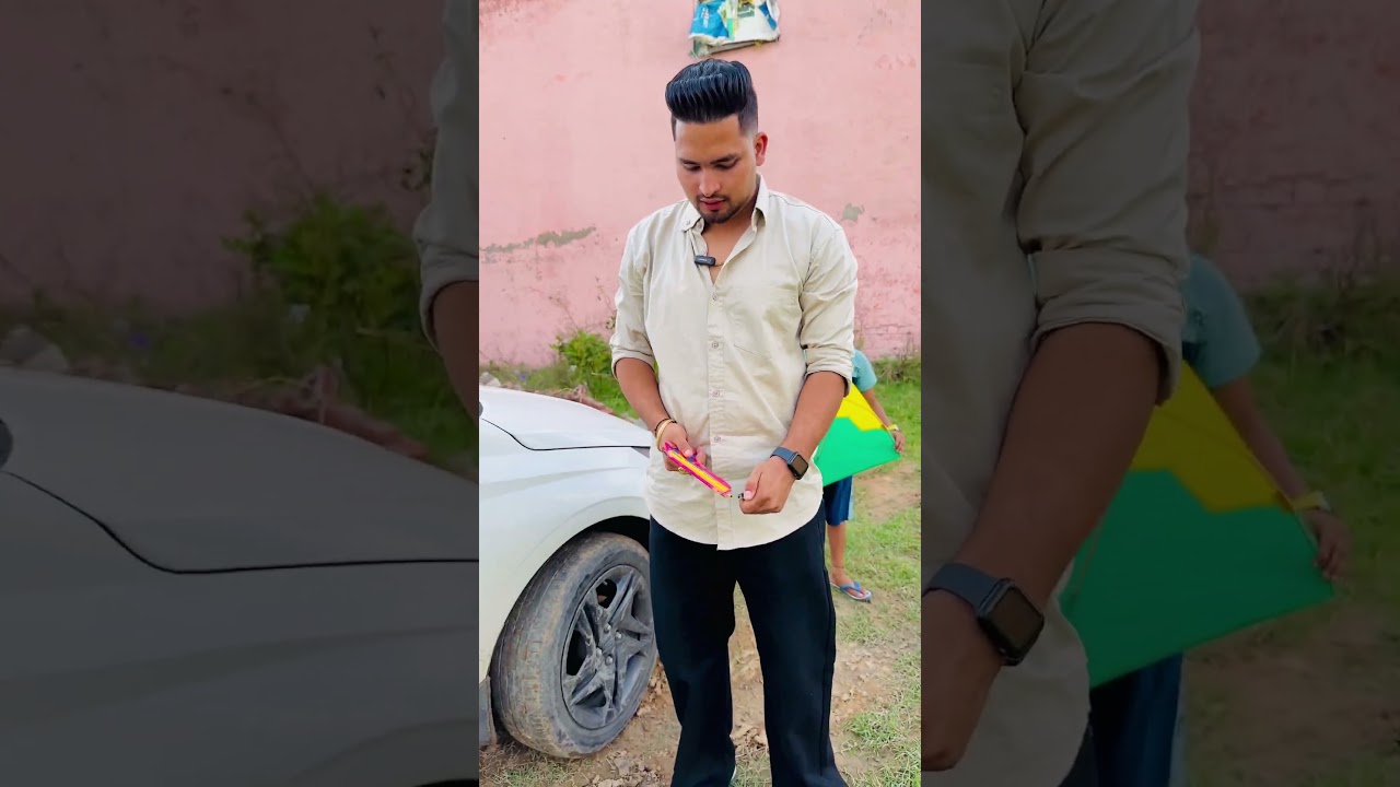 बच्चे को नकली होली वाली बंदूक से बेवकूफ बनाकर पतंग लूट लिया🤣🪁#kite #kiteflying #patang