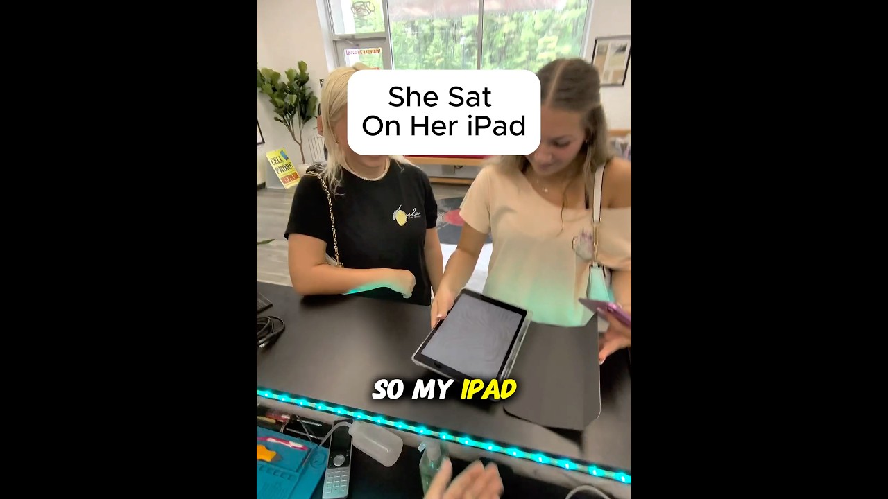 SHE SAT ON HER IPAD?! #gaming #brokenfix #smartphone #problemfix #tech #phonedamage #brokenphone