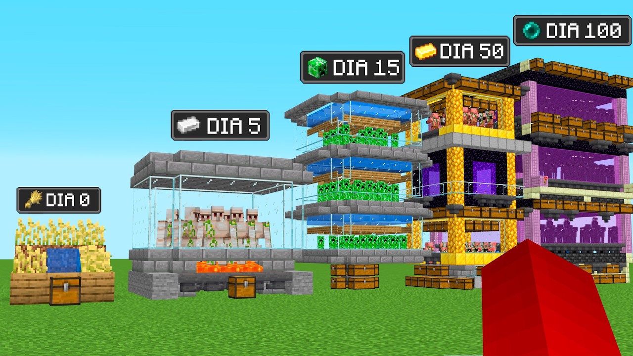 EU PASSEI 100 DIAS AUTOMATIZANDO MEU MUNDO COM FARMS NO MINECRAFT