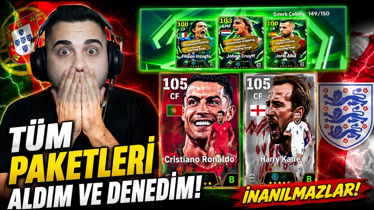 Yeni 105 Ronaldo, Yer Füzeci Kane ve 108 Patlayıcı Hücumcu Cruyff Paketi! 🔥 Top Açılımı + Deneme!