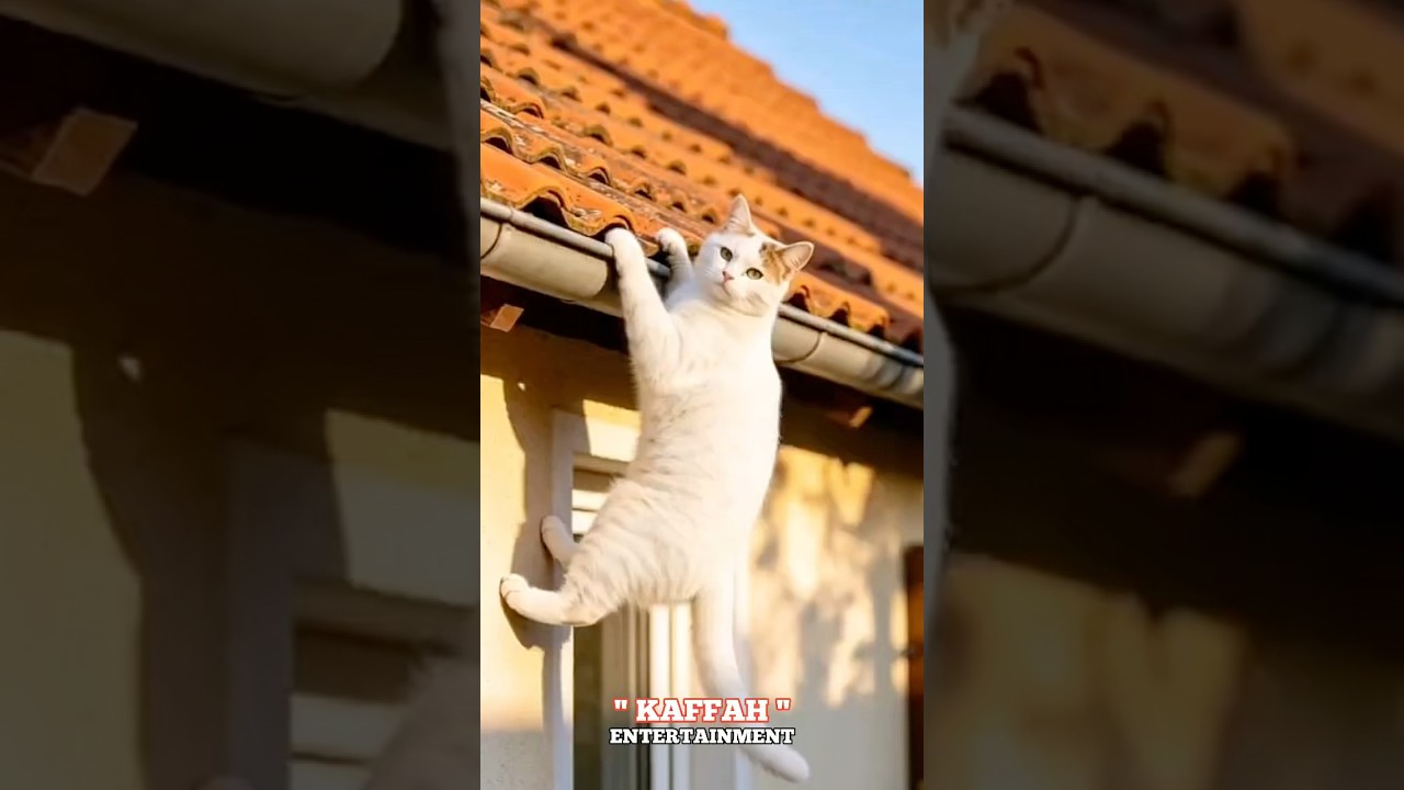 Kucing nyangkut di atas atap 😱 #shorts #youtubeshorts