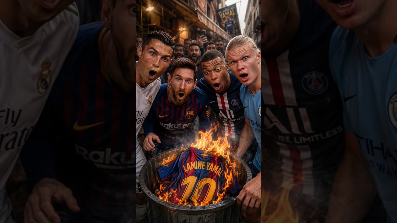 Ronaldo, Messi, Mbappé ve Haaland Yamal’ın Formasını Yaktı! Yamal Hortumla Geldi 😂🔥