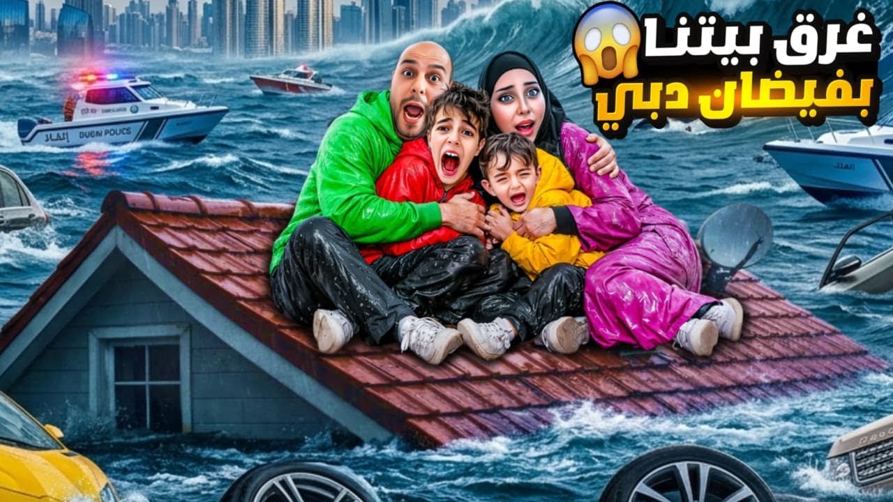 بيتنا غرق في دبي بسبب الامطار والسيول 😱 خلودة وكموتة صاروا يفضوا البيت من المي 😢