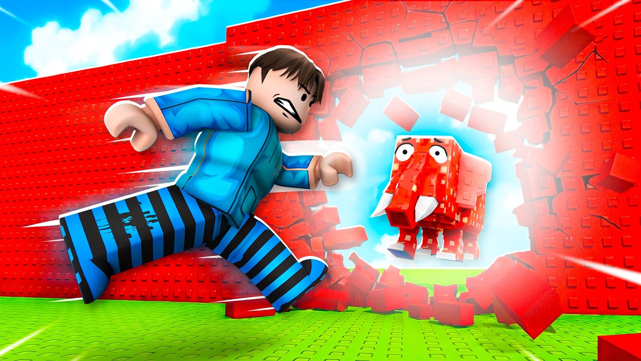 روبلوكس كسر الجدران واسرق البرينروت ! Get strong for brainrot