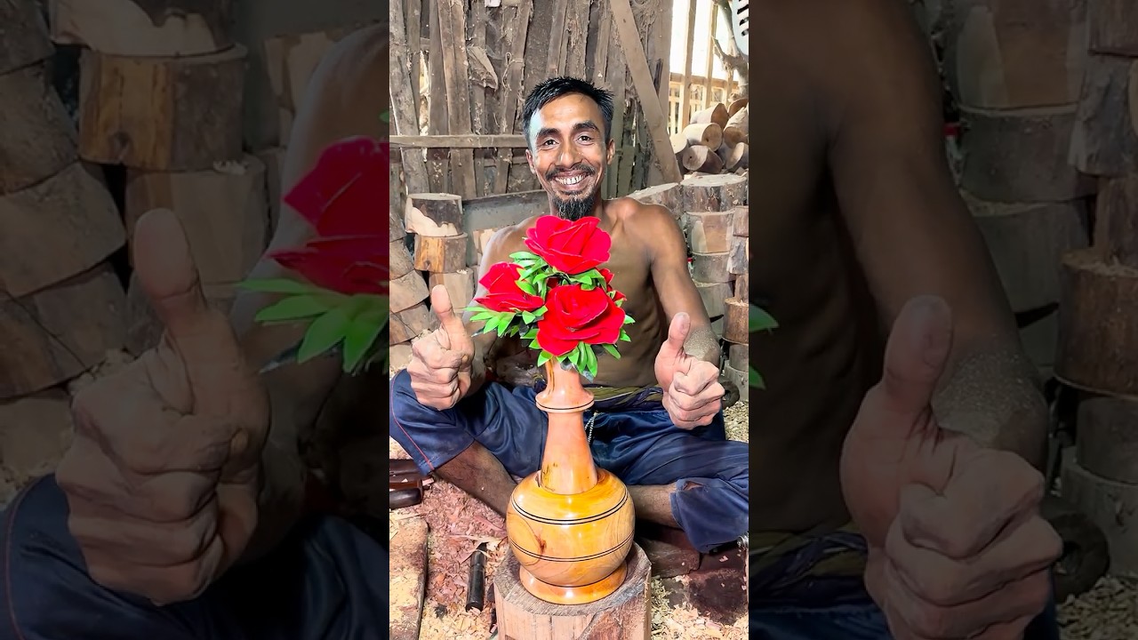 Eco-Friendly Mahogany tree Root Vase: Sustainable Craftsmanship from Nature. #shorts #craft #ytshort