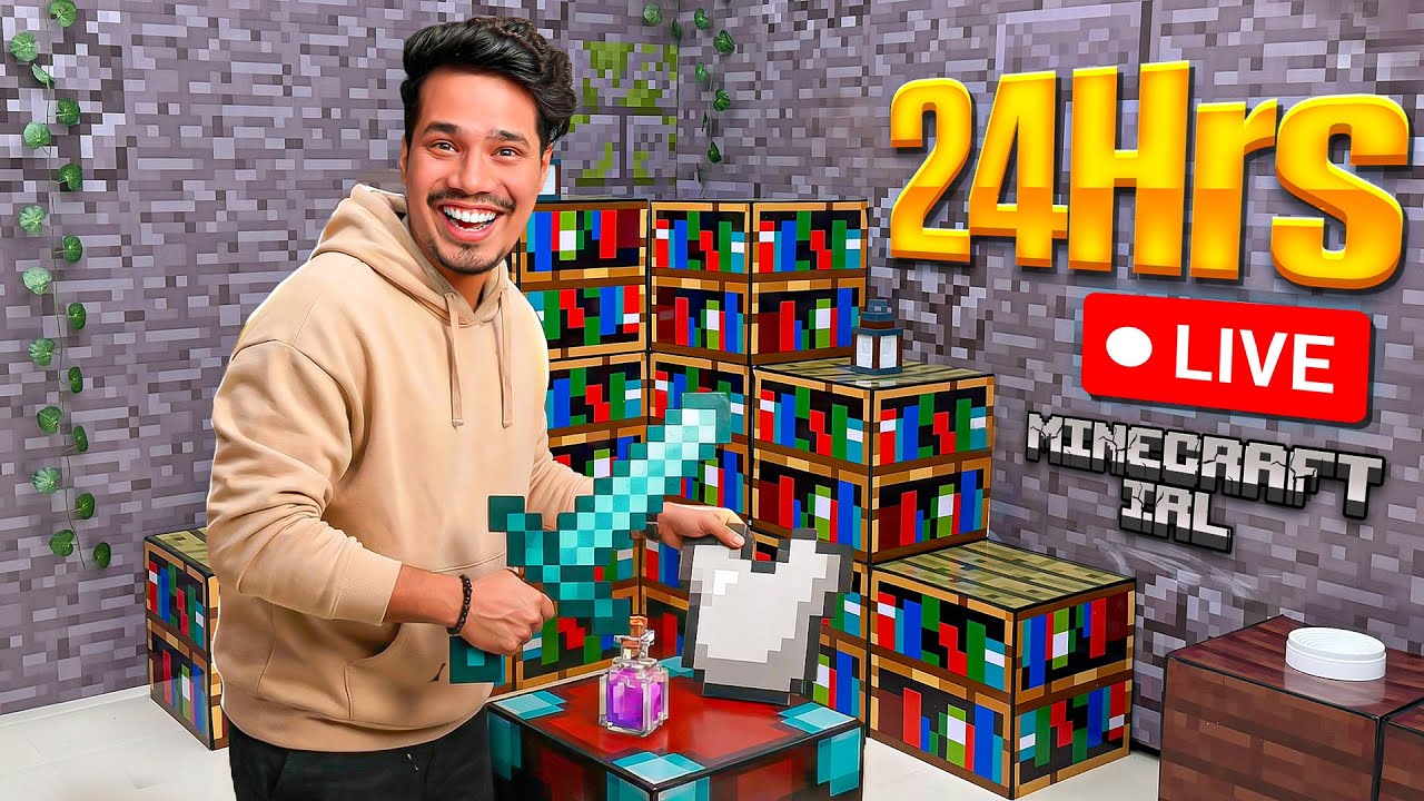 24Hrs IRL MINECRAFT HARDCORE STREAM 😱 | GAMERFLEET
