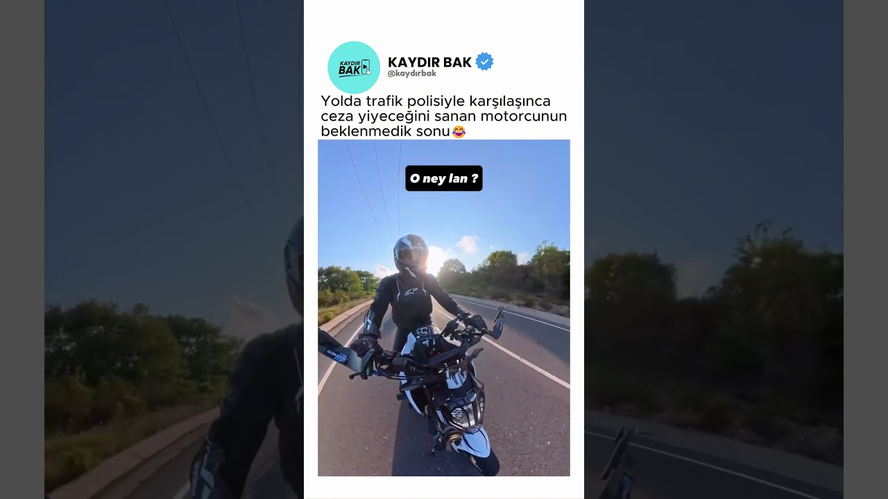 Yolda trafik polisiyle karşılaşınca ceza yiyeceğini sanan motorcunun beklenmedik sonu😂
